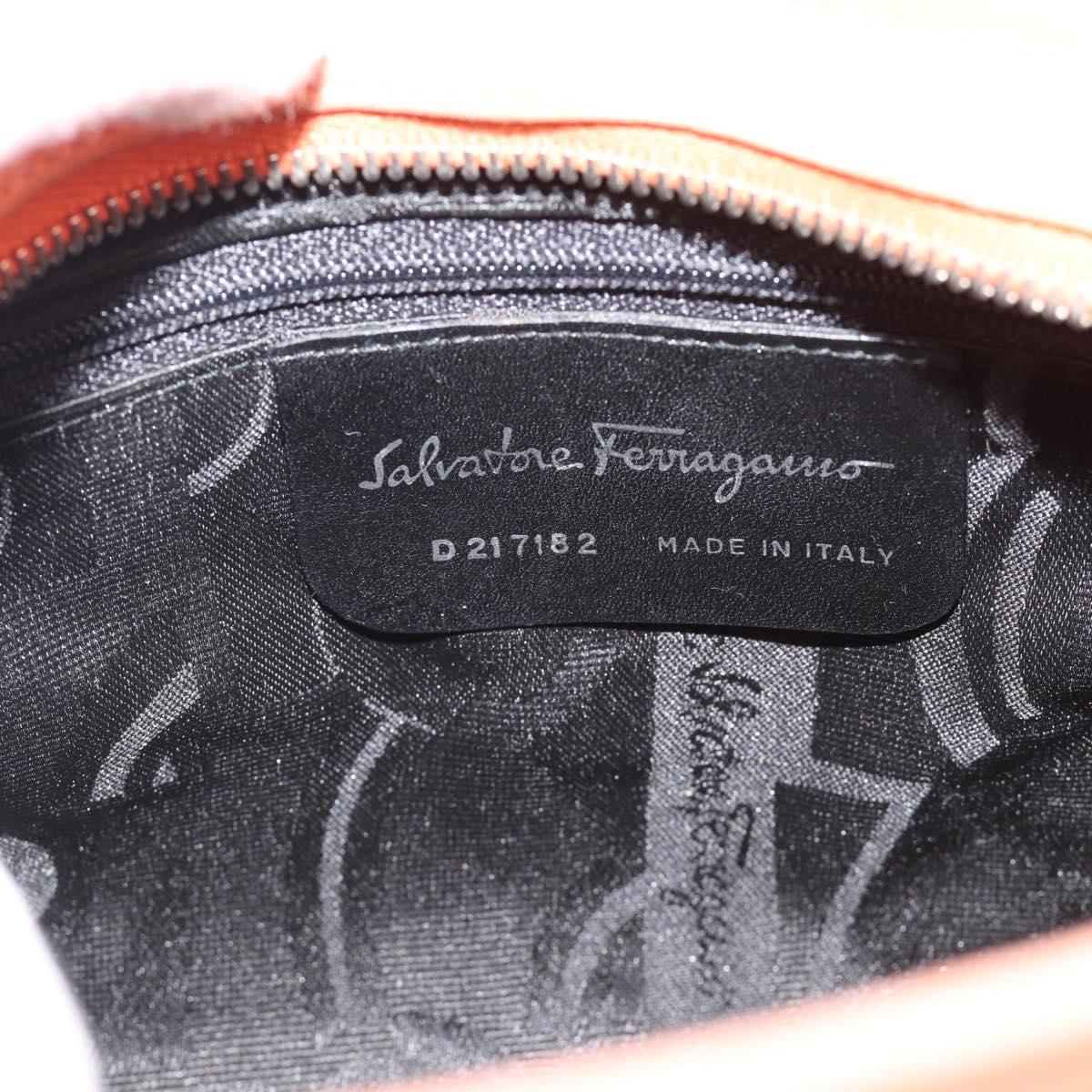 Salvatore Ferragamo Vala Hand Bag Suede Orange Auth ar14048