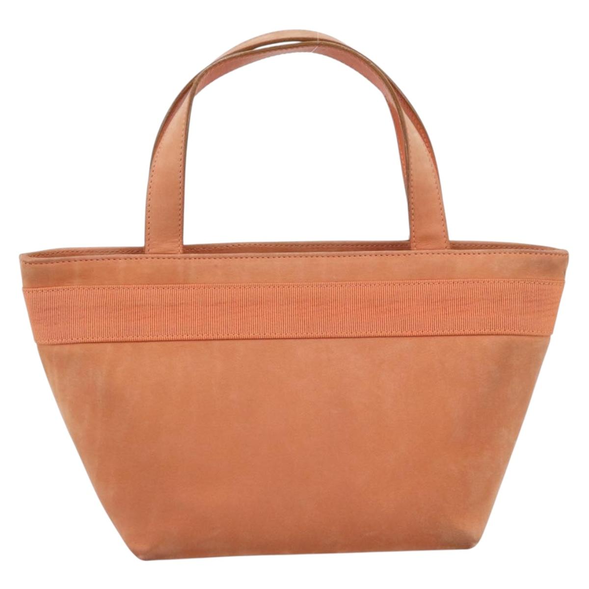 Salvatore Ferragamo Vala Hand Bag Suede Orange Auth ar14048