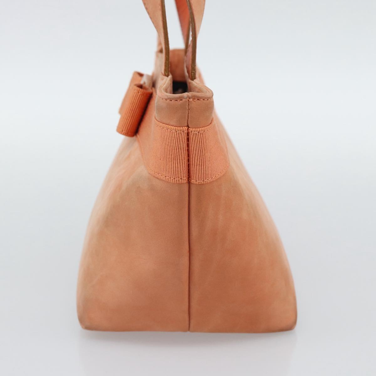 Salvatore Ferragamo Vala Hand Bag Suede Orange Auth ar14048