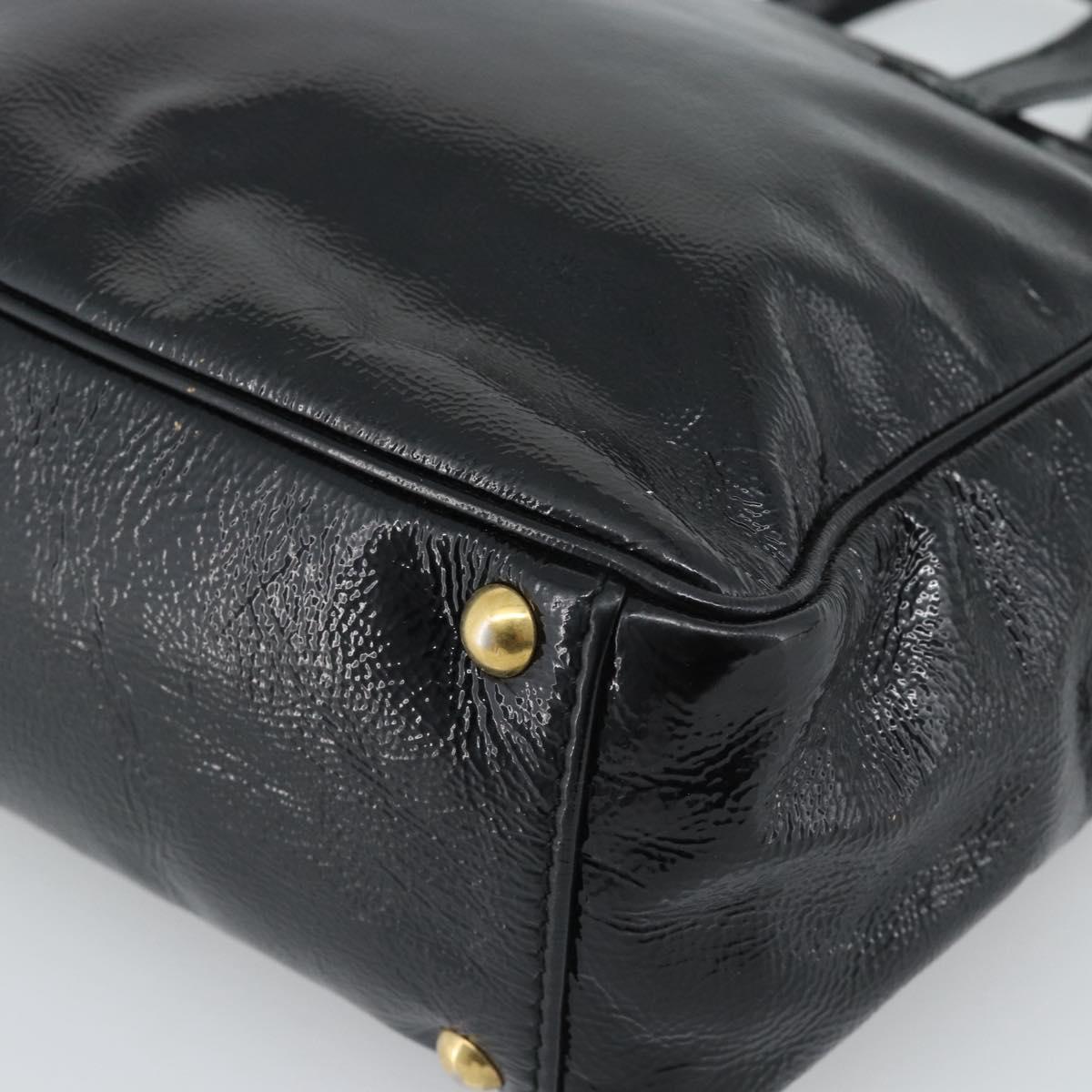 SAINT LAURENT Hand Bag Patent Black Gold 197699 Auth ar14049A