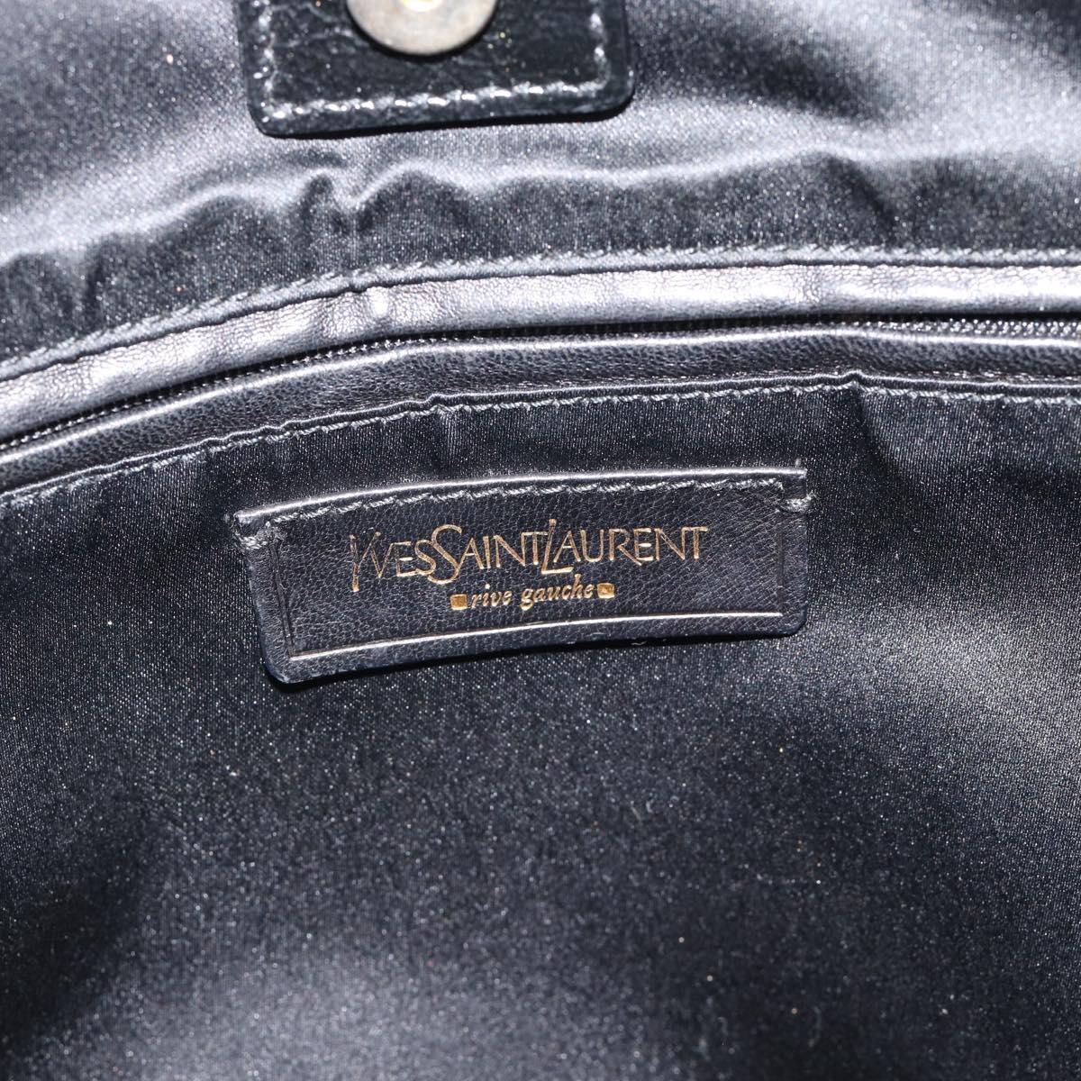 SAINT LAURENT Hand Bag Patent Black Gold 197699 Auth ar14049A