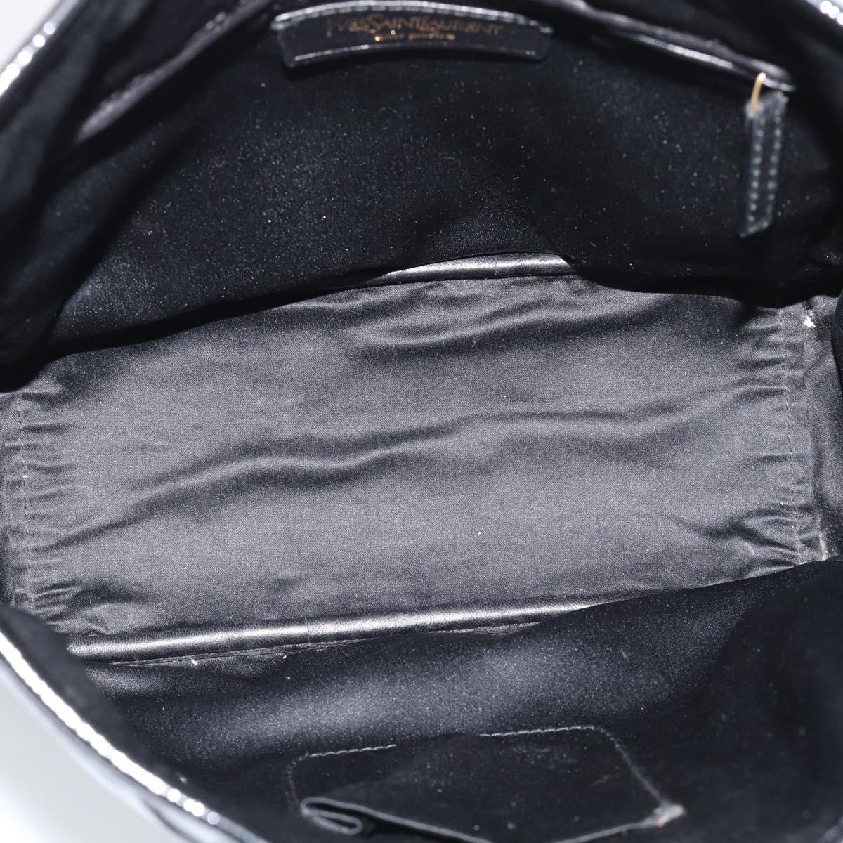 SAINT LAURENT Hand Bag Patent Black Gold 197699 Auth ar14049A