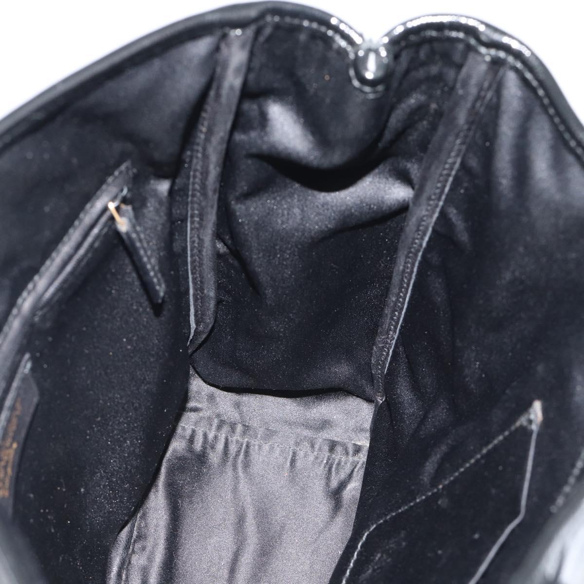 SAINT LAURENT Hand Bag Patent Black Gold 197699 Auth ar14049A