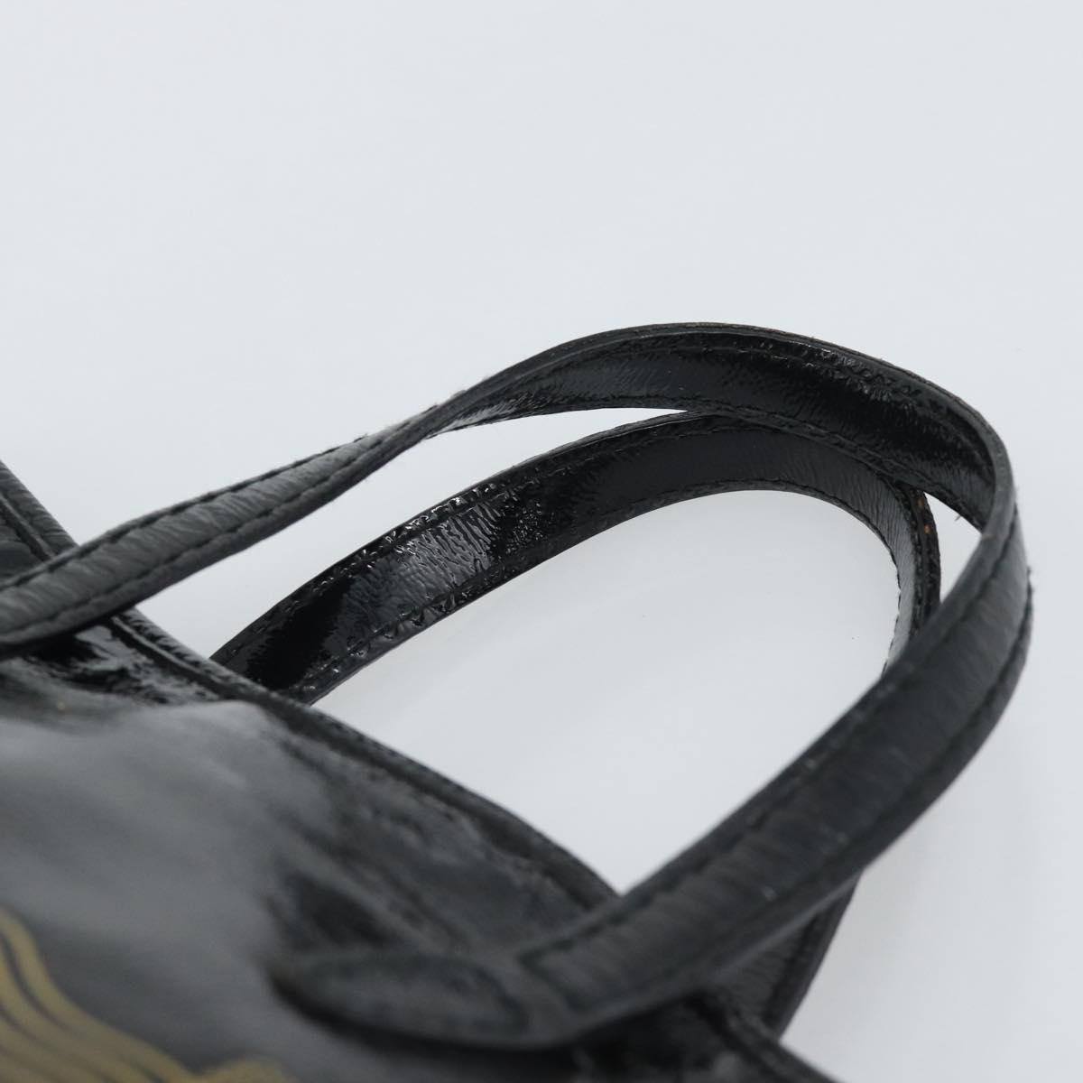 SAINT LAURENT Hand Bag Patent Black Gold 197699 Auth ar14049A