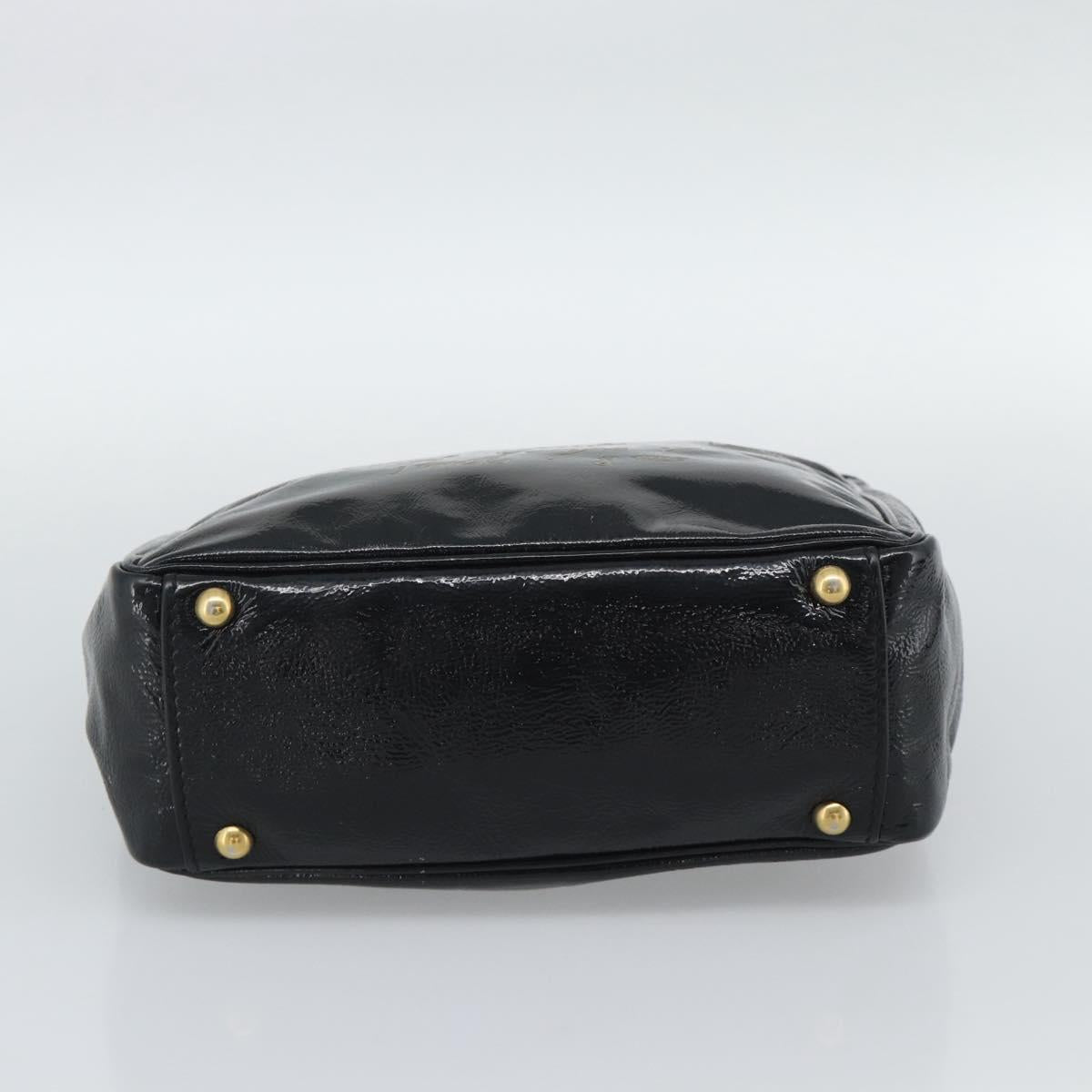 SAINT LAURENT Hand Bag Patent Black Gold 197699 Auth ar14049A