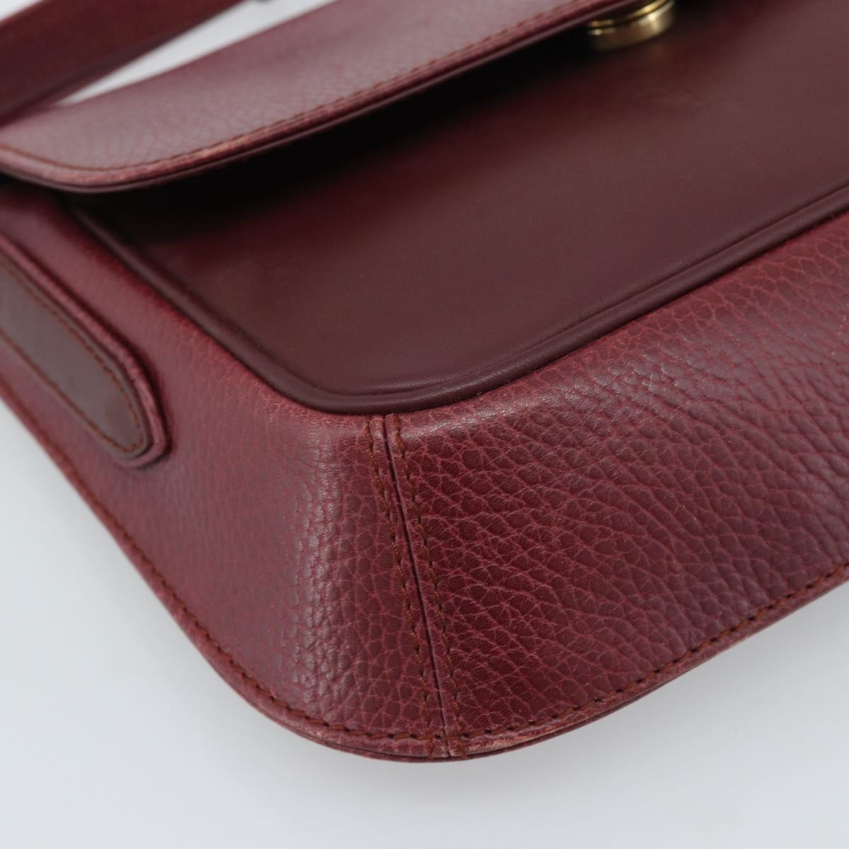 CARTIER Must Line Shoulder Bag Leather Bordeaux Gold Auth ar14050