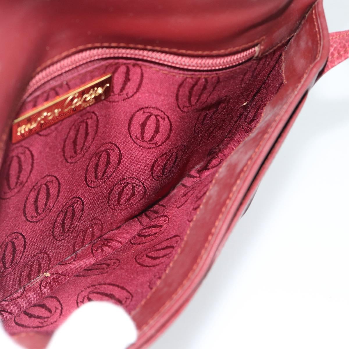 CARTIER Must Line Shoulder Bag Leather Bordeaux Gold Auth ar14050
