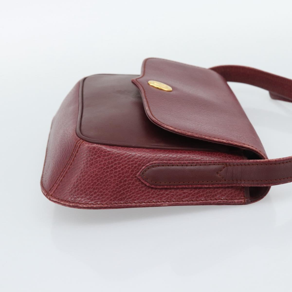 CARTIER Must Line Shoulder Bag Leather Bordeaux Gold Auth ar14050