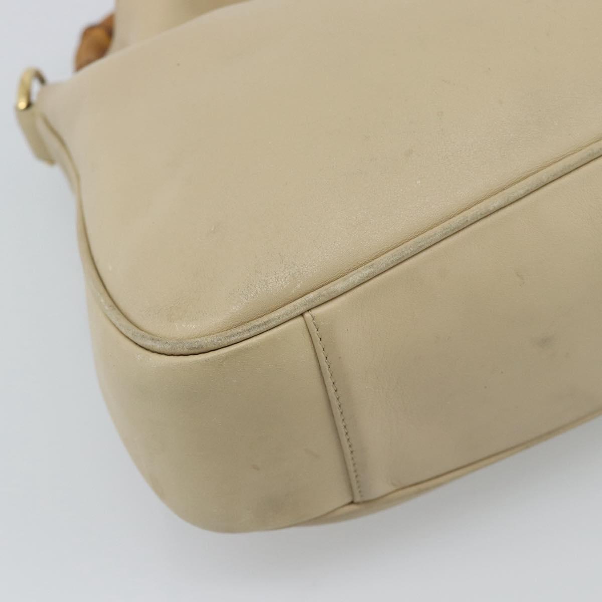 GUCCI Bamboo Hand Bag Leather Beige Gold 001 1638 Auth ar14051
