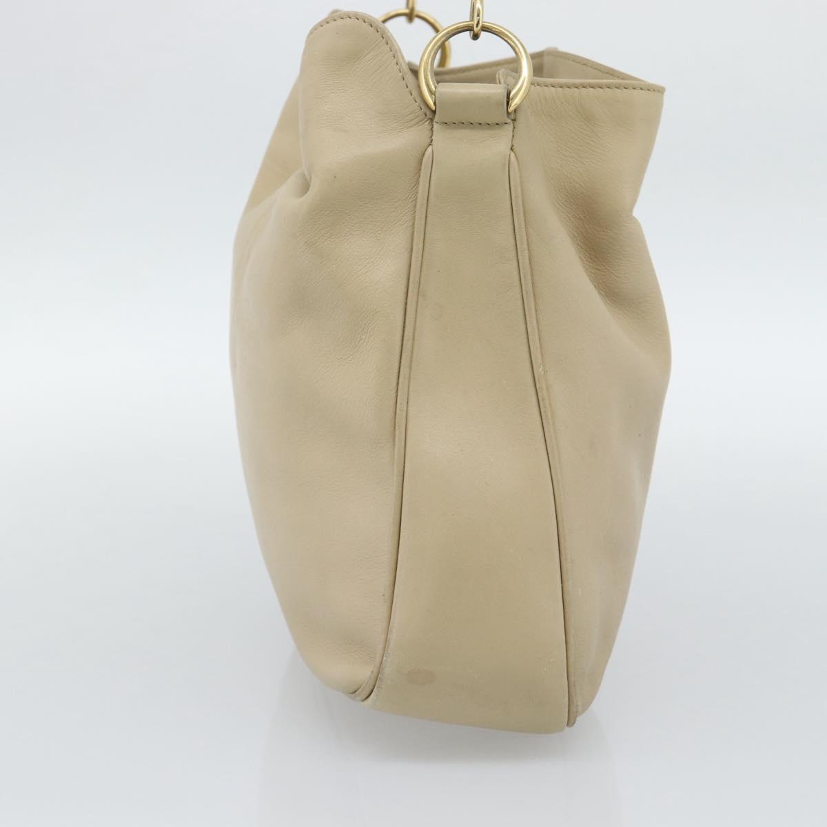 GUCCI Bamboo Hand Bag Leather Beige Gold 001 1638 Auth ar14051