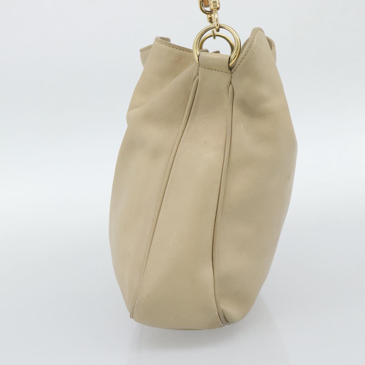 GUCCI Bamboo Hand Bag Leather Beige Gold 001 1638 Auth ar14051