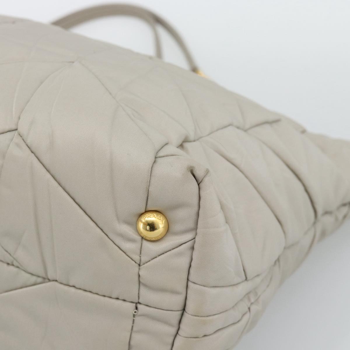 PRADA Chain Tote Bag Nylon Gray Gold Auth ar14053V