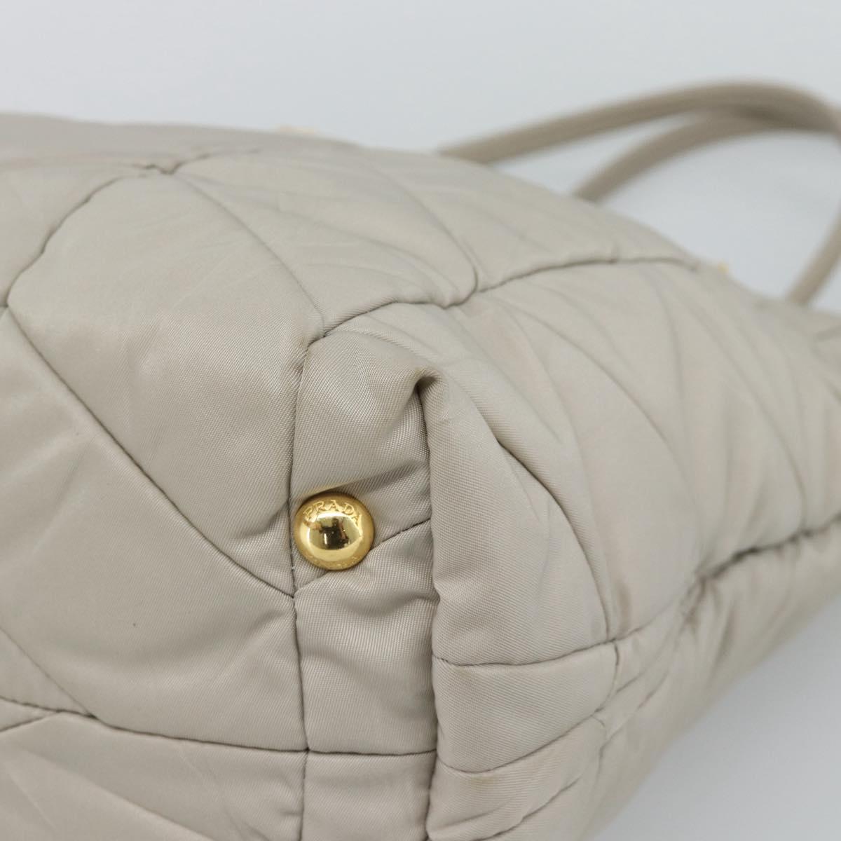 PRADA Chain Tote Bag Nylon Gray Gold Auth ar14053V