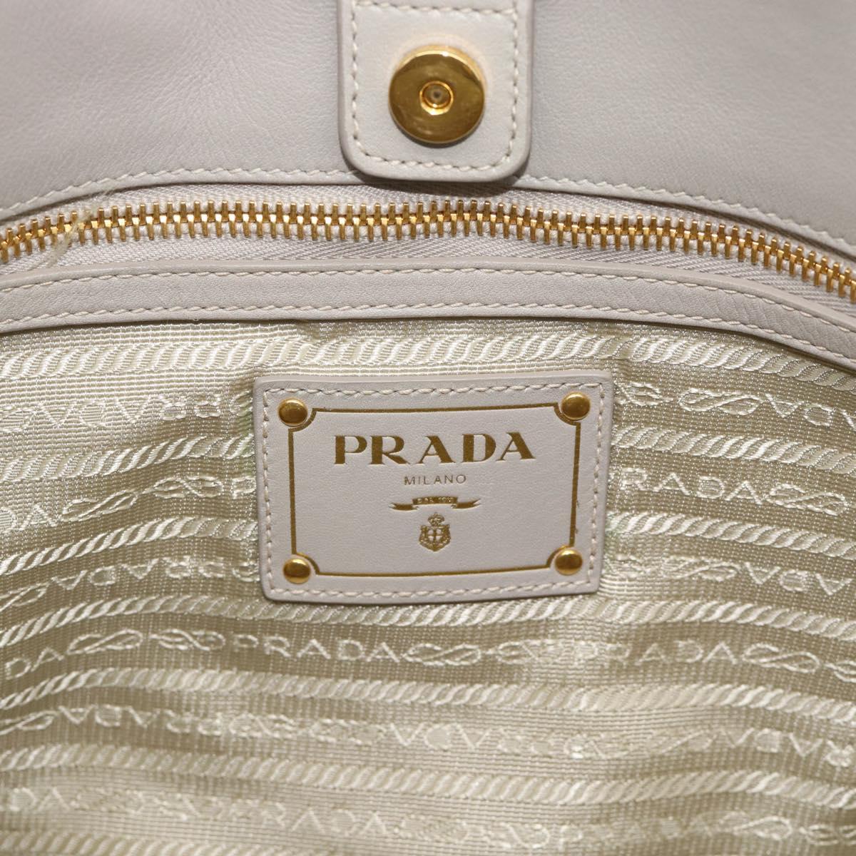 PRADA Chain Tote Bag Nylon Gray Gold Auth ar14053V