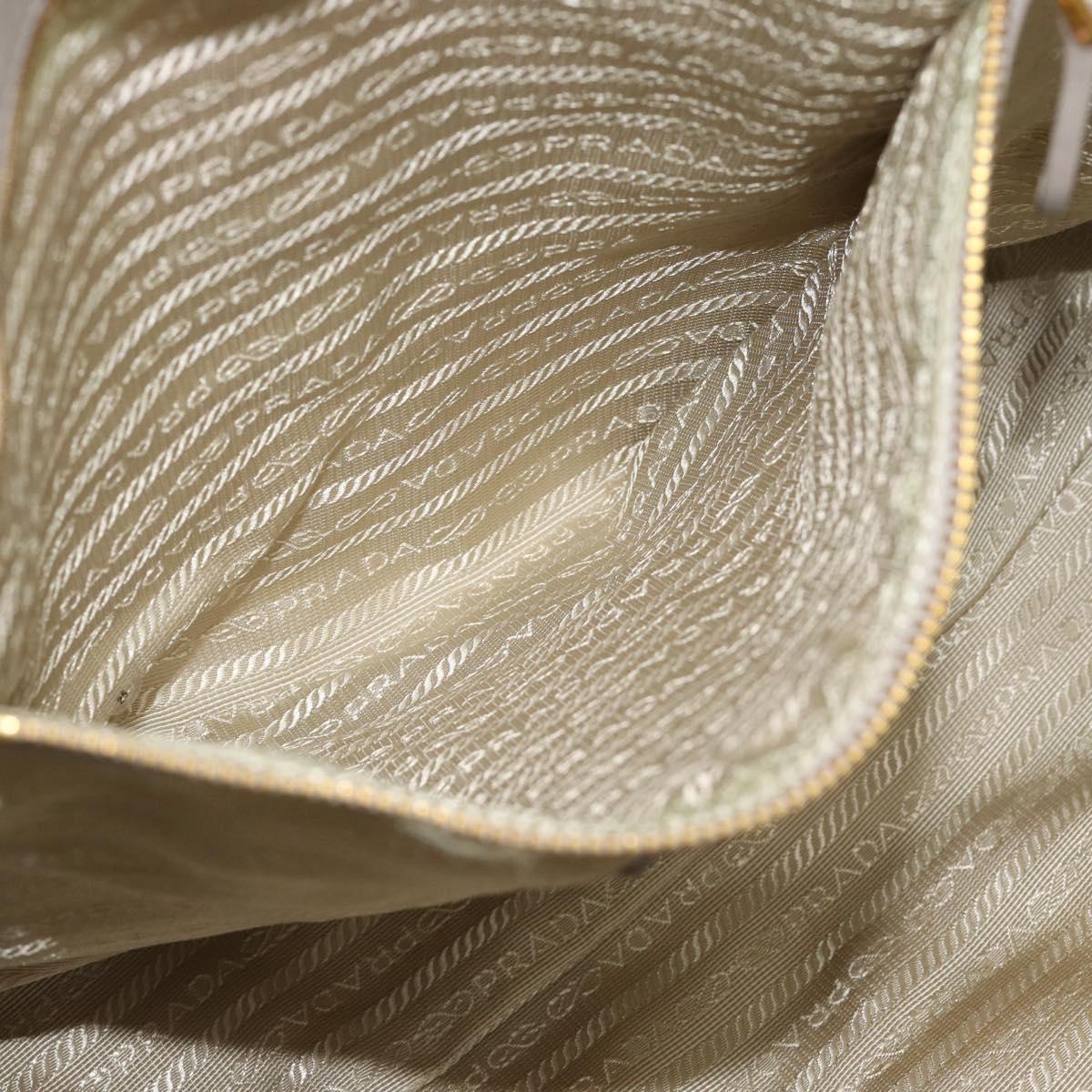 PRADA Chain Tote Bag Nylon Gray Gold Auth ar14053V