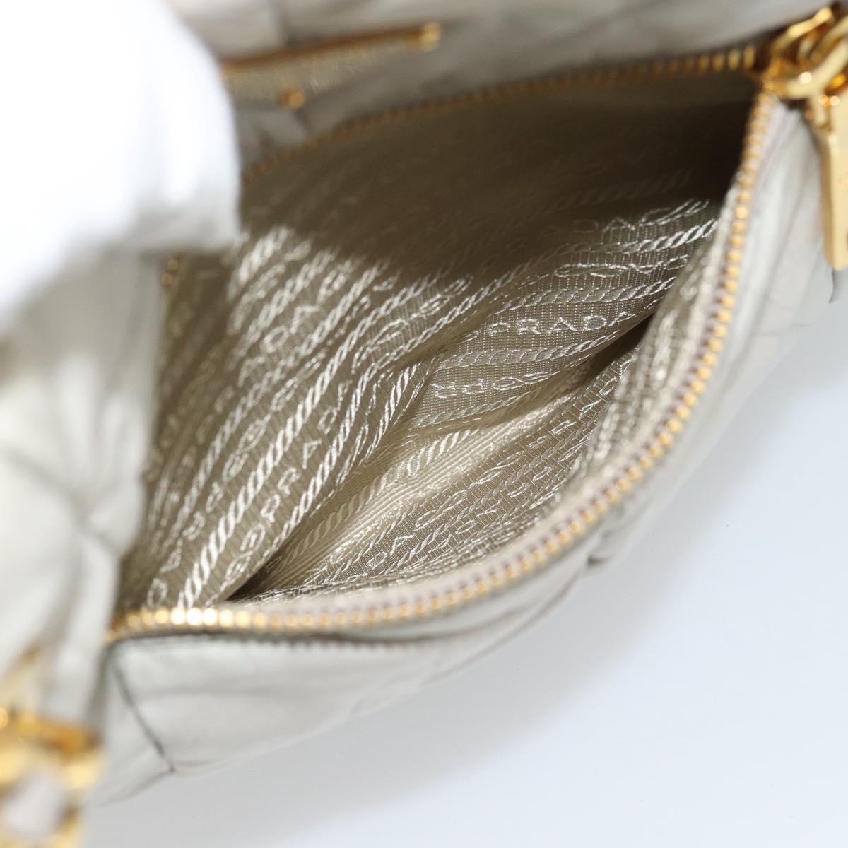 PRADA Chain Tote Bag Nylon Gray Gold Auth ar14053V