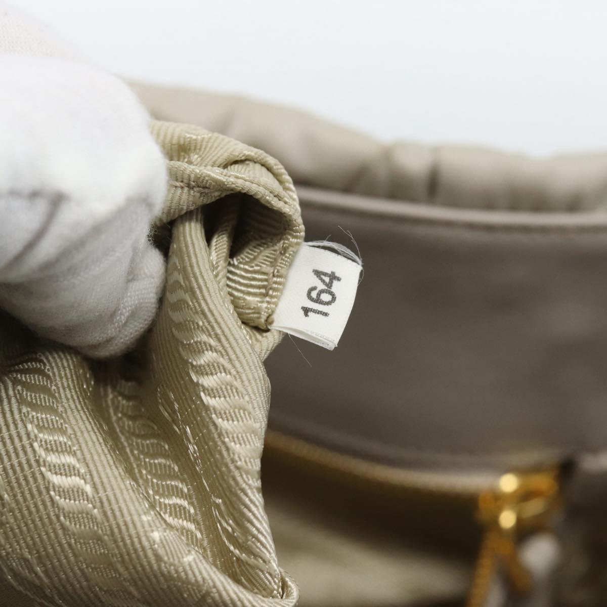 PRADA Chain Tote Bag Nylon Gray Gold Auth ar14053V