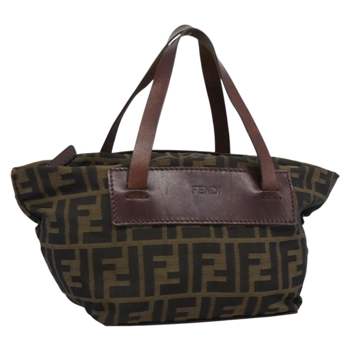 FENDI Zucca Canvas Hand Bag Brown Auth ar14054
