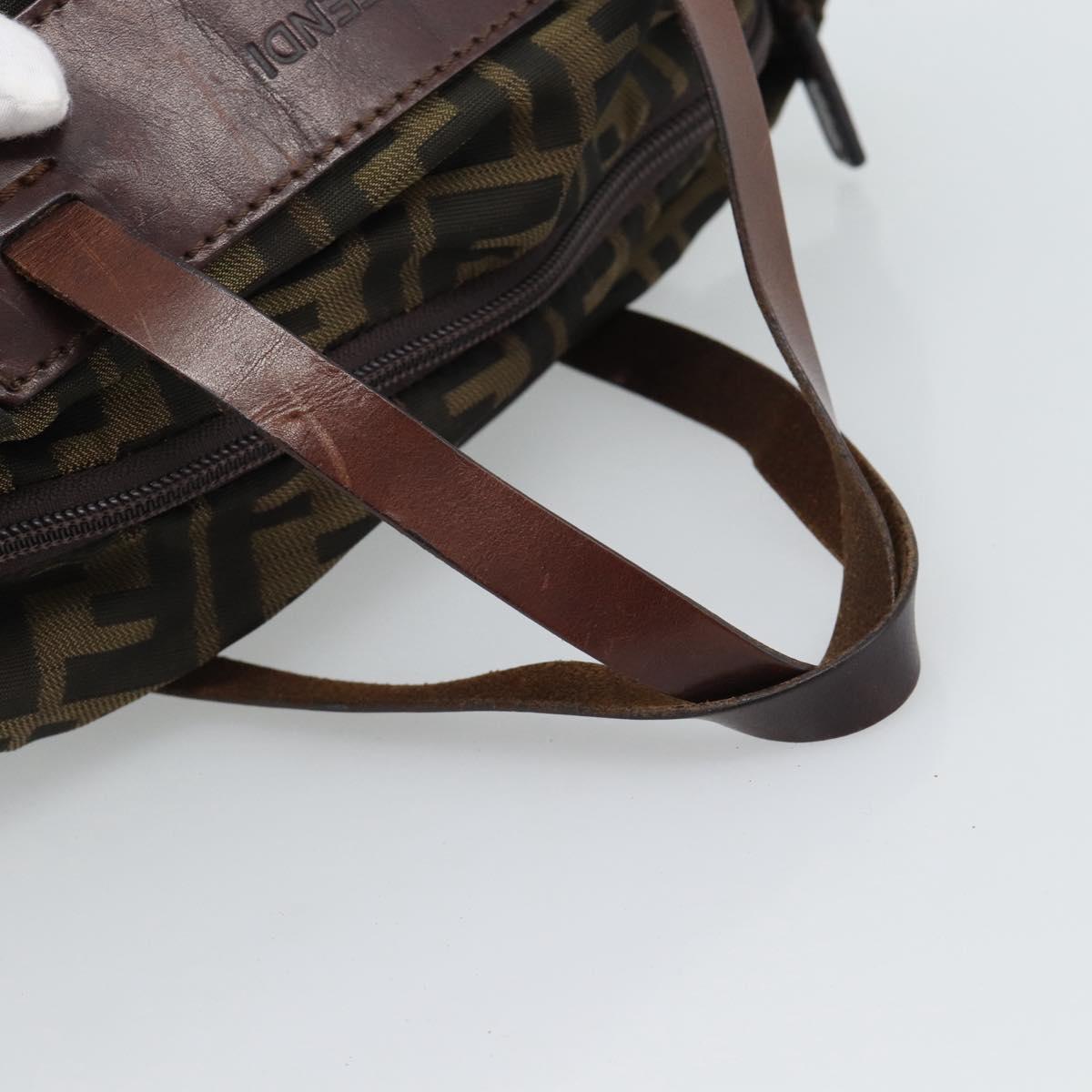 FENDI Zucca Canvas Hand Bag Brown Auth ar14054
