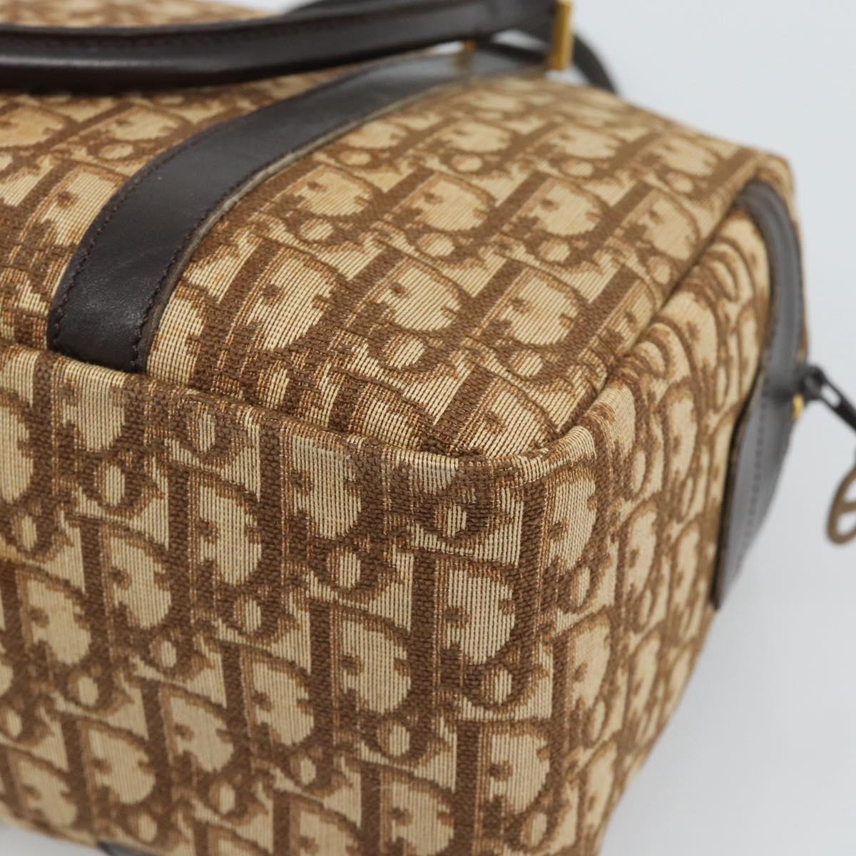 Christian Dior Trotter Canvas Hand Bag Brown Gold Auth ar14057A