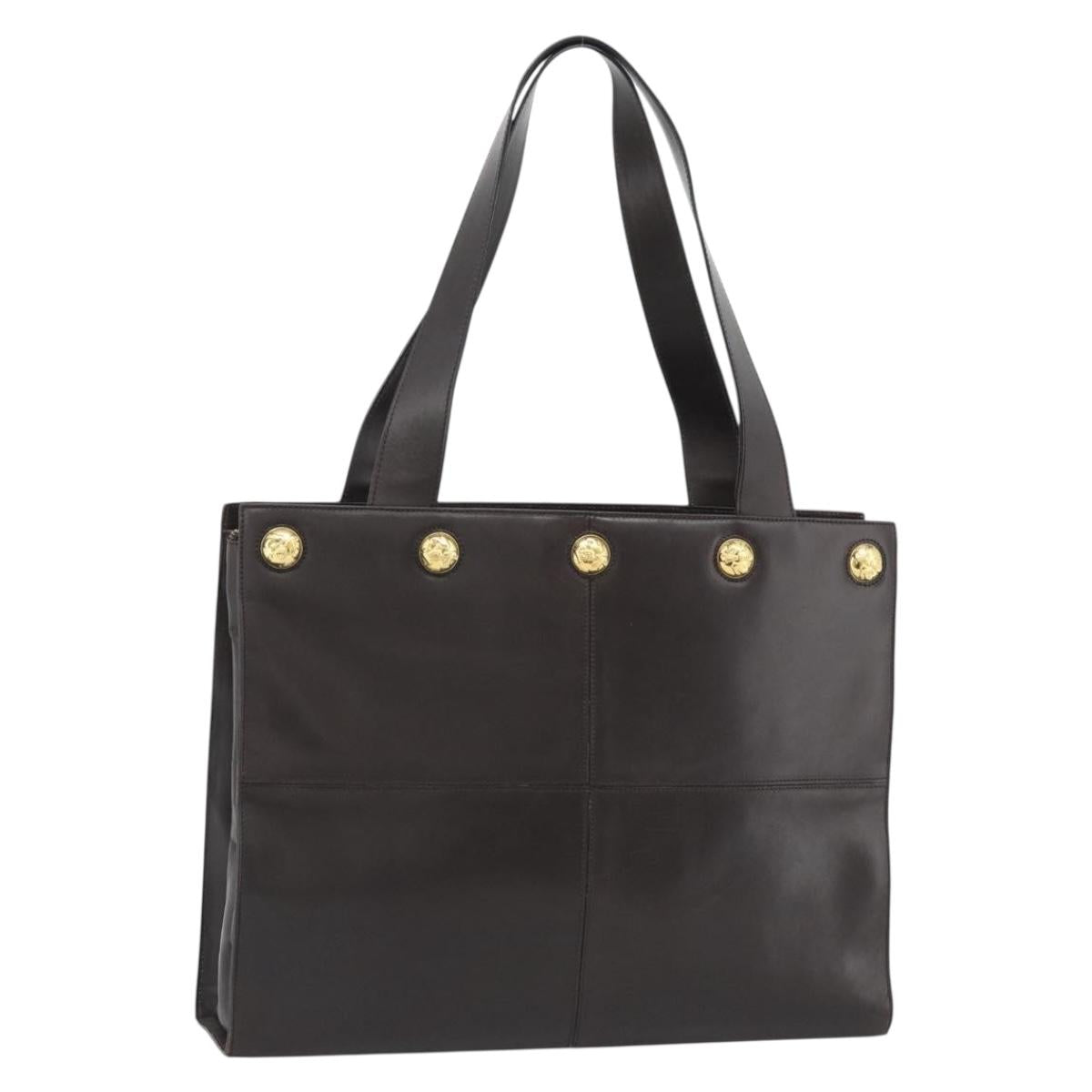 Salvatore Ferragamo Tote Bag Leather Brown Gold Auth ar14058