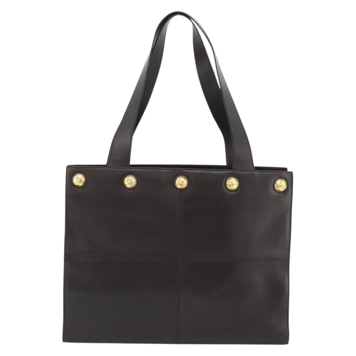 Salvatore Ferragamo Tote Bag Leather Brown Gold Auth ar14058