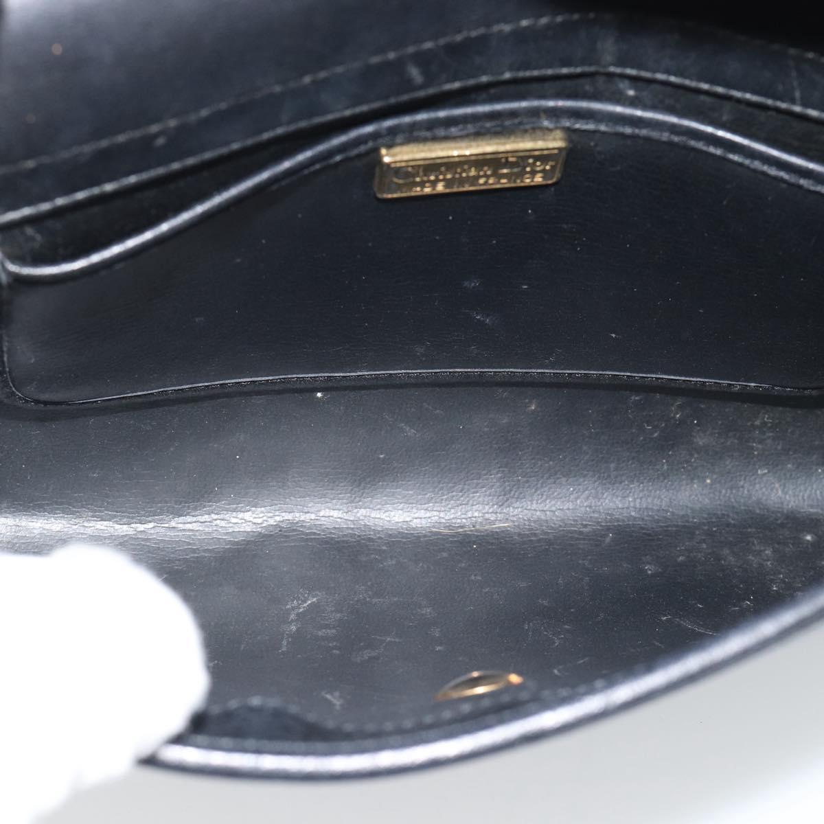 Christian Dior Shoulder Bag Leather Black Gold Auth ar14060