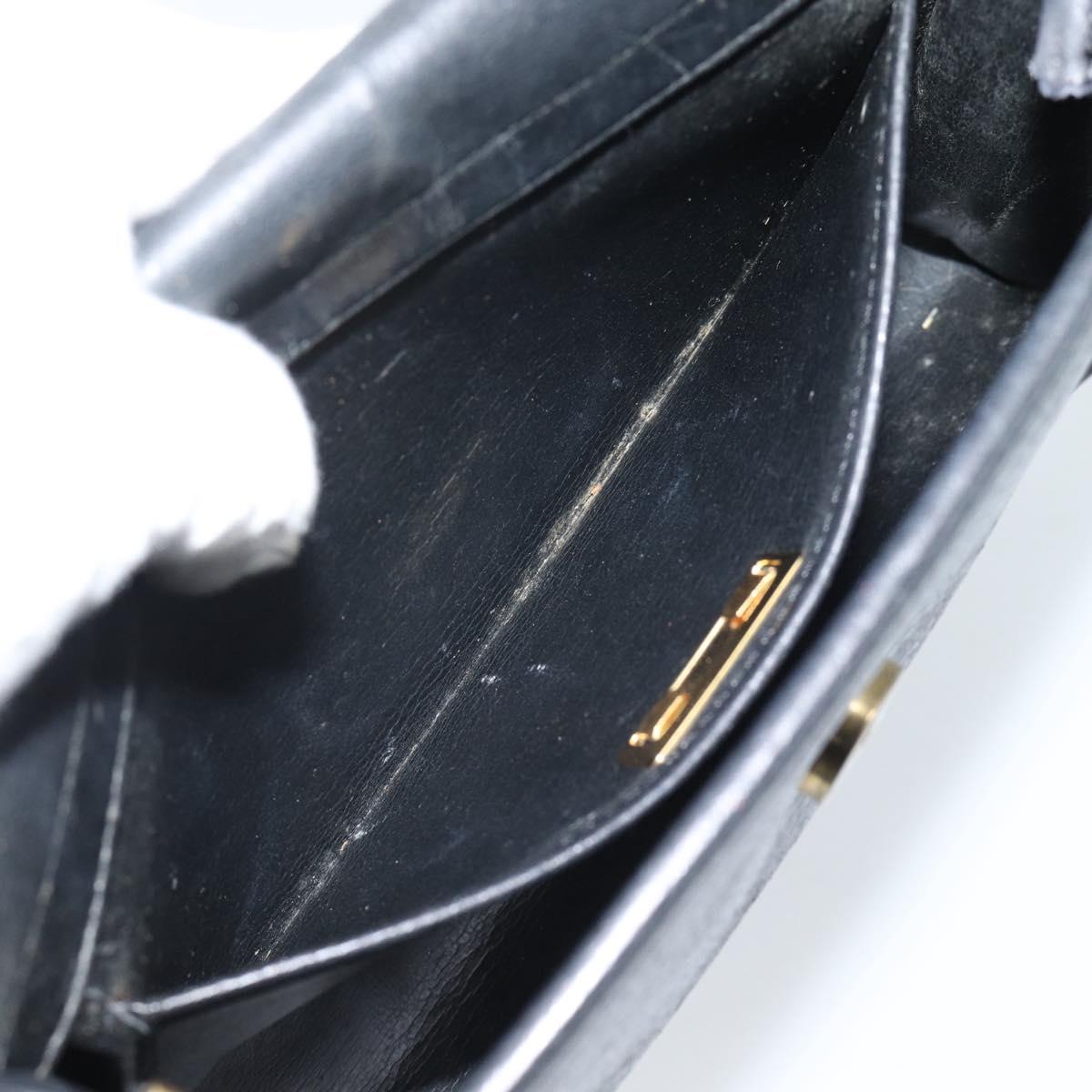 Christian Dior Shoulder Bag Leather Black Gold Auth ar14060
