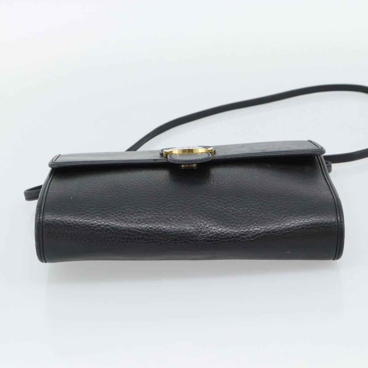 Christian Dior Shoulder Bag Leather Black Gold Auth ar14060
