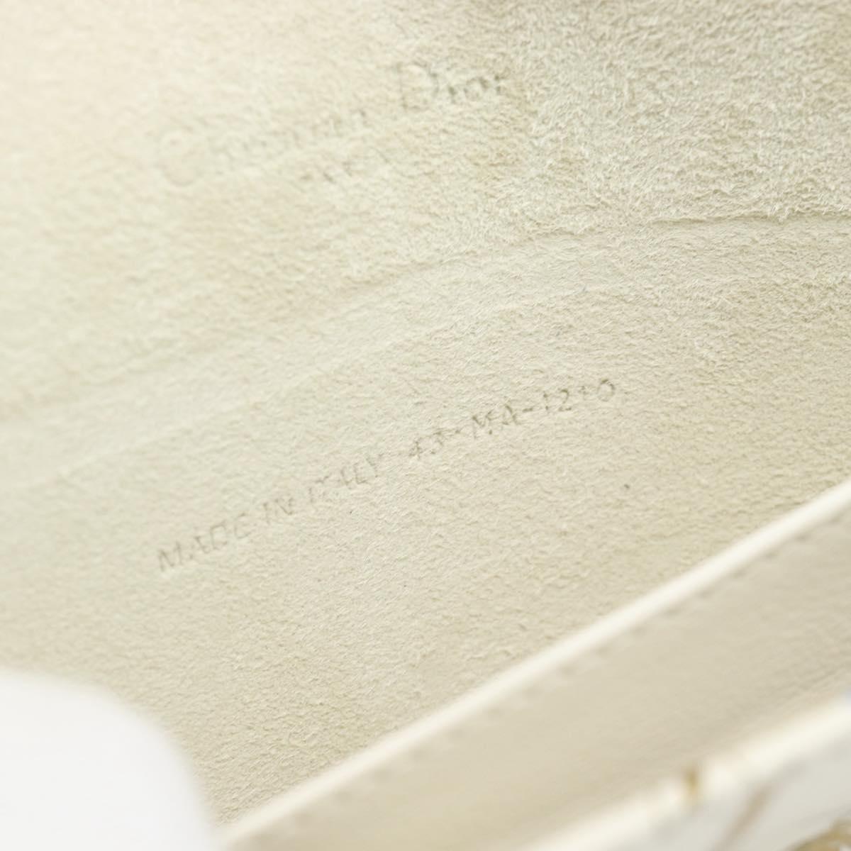 Christian Dior Chain Shoulder Bag Leather White Gold Auth ar14061SM