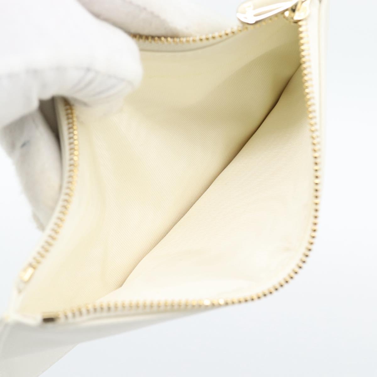 Christian Dior Chain Shoulder Bag Leather White Gold Auth ar14061SM
