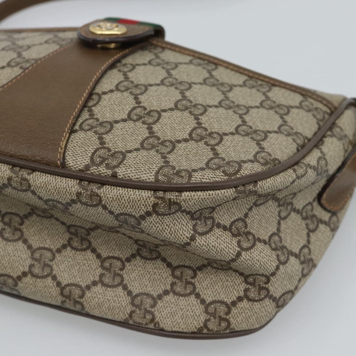 GUCCI GG Supreme Shoulder Bag PVC Leather Beige Gold 89 02 032 Auth ar14062
