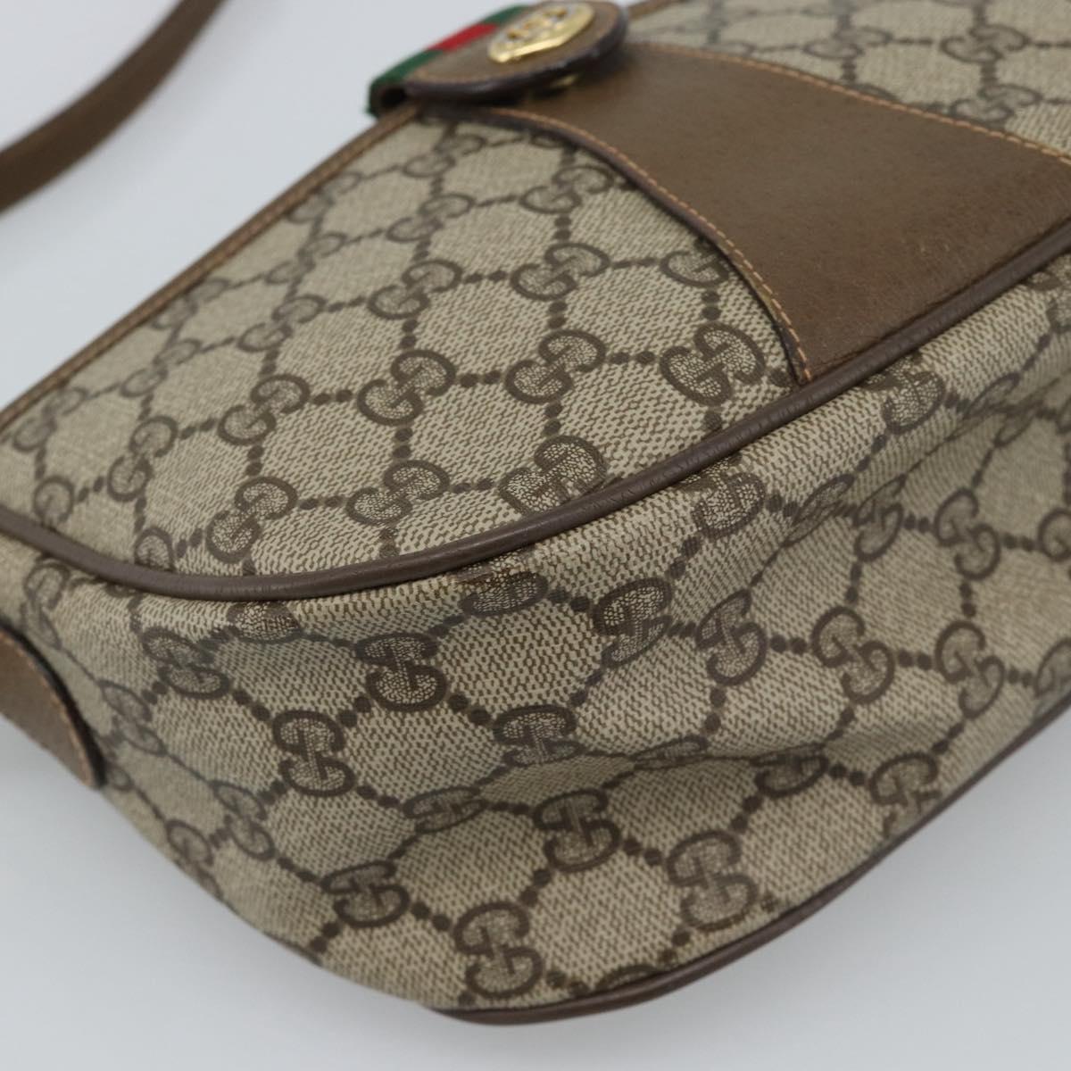 GUCCI GG Supreme Shoulder Bag PVC Leather Beige Gold 89 02 032 Auth ar14062