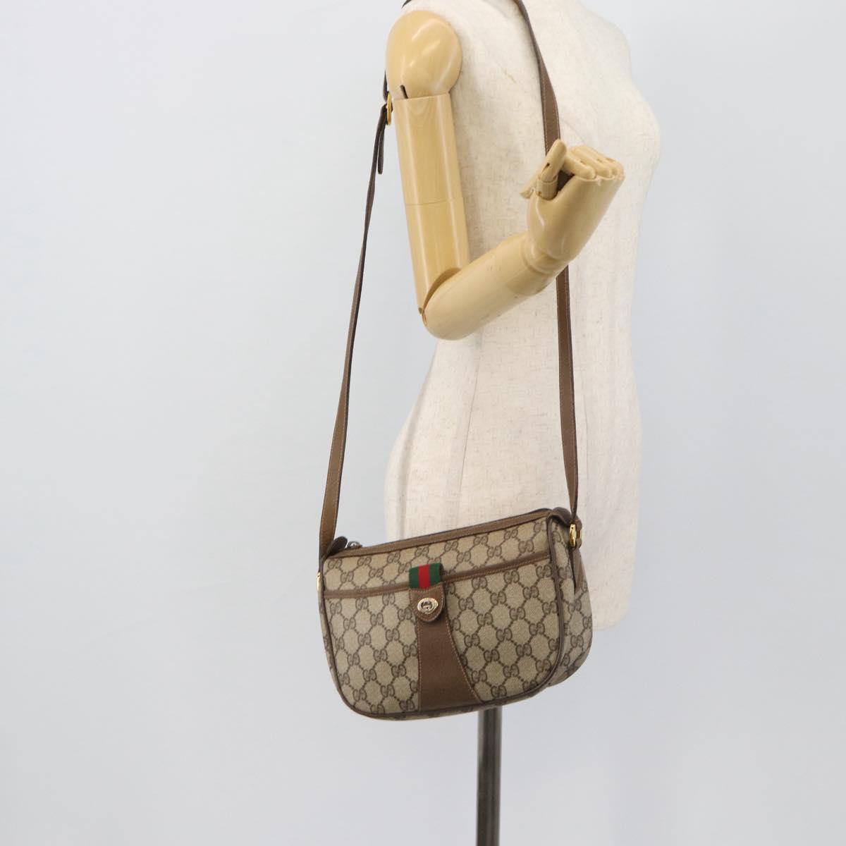 GUCCI GG Supreme Shoulder Bag PVC Leather Beige Gold 89 02 032 Auth ar14062