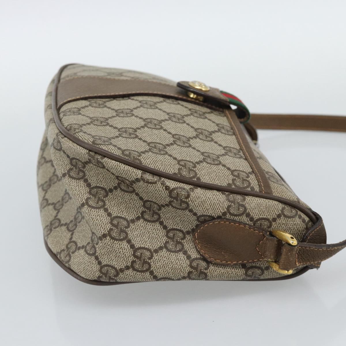 GUCCI GG Supreme Shoulder Bag PVC Leather Beige Gold 89 02 032 Auth ar14062