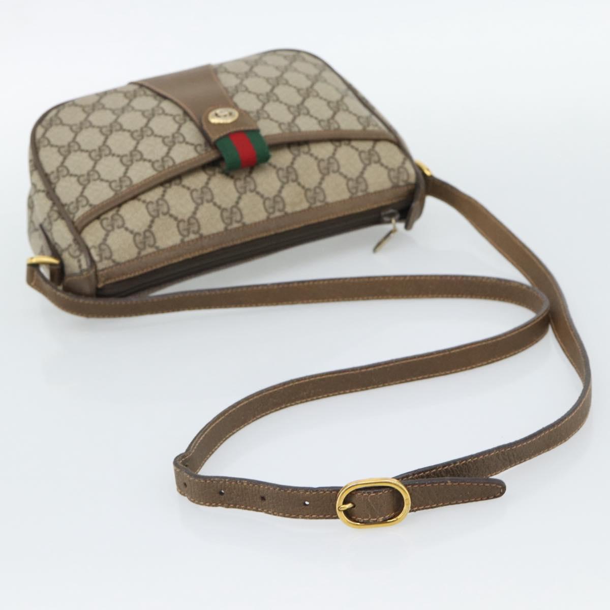 GUCCI GG Supreme Shoulder Bag PVC Leather Beige Gold 89 02 032 Auth ar14062