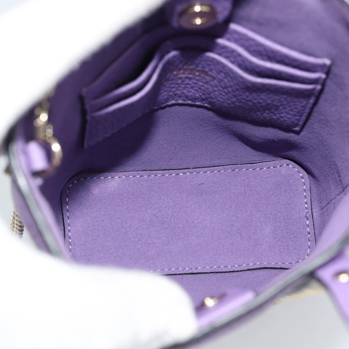 VALENTINO Hand Bag Leather 2way Purple Gold Auth ar14065V