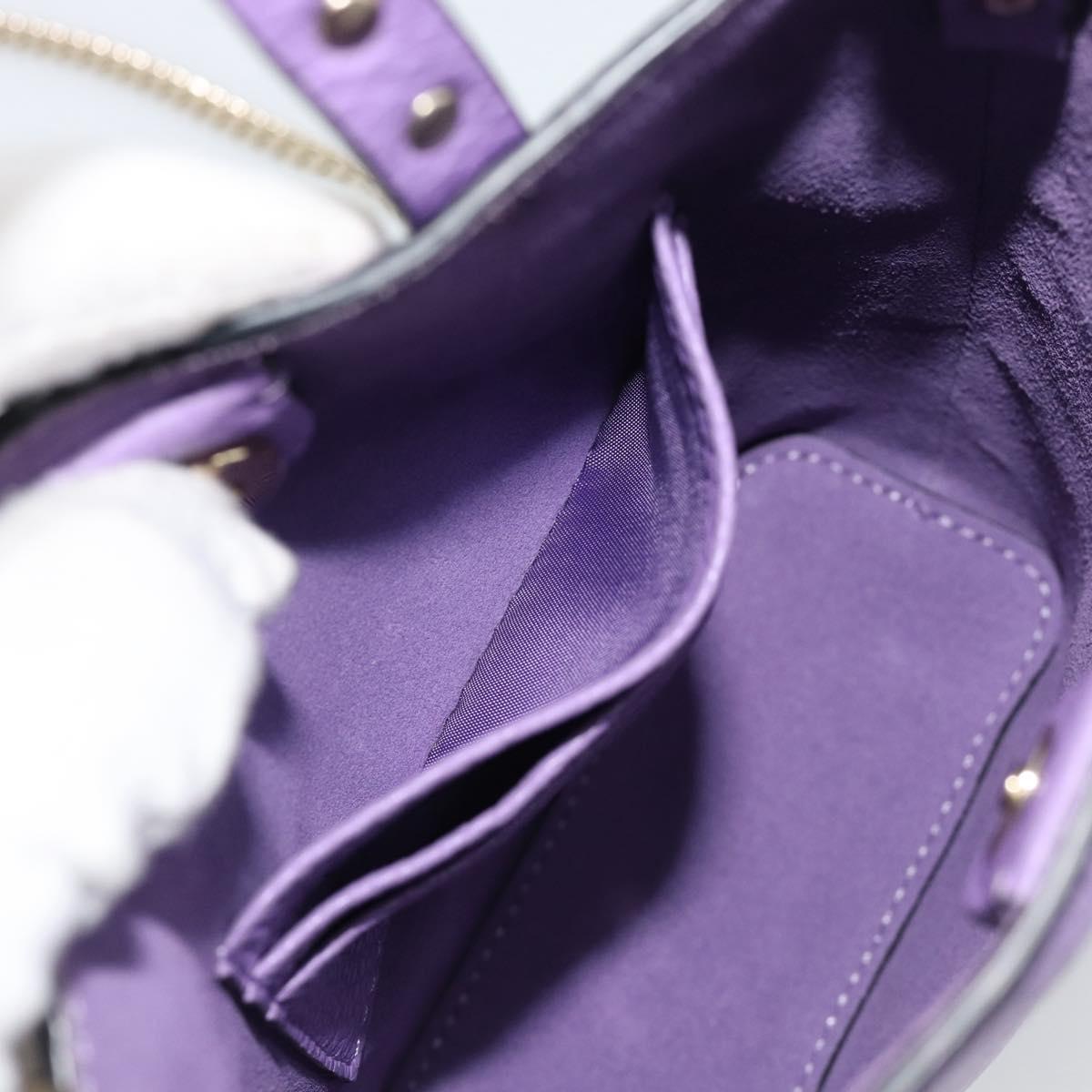 VALENTINO Hand Bag Leather 2way Purple Gold Auth ar14065V