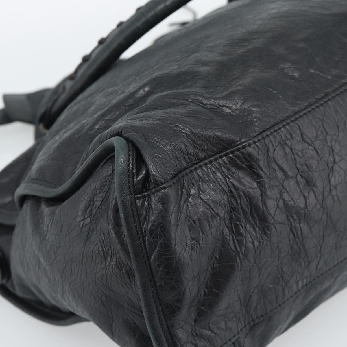BALENCIAGA The City Hand Bag Leather Black 115748 Auth ar14069