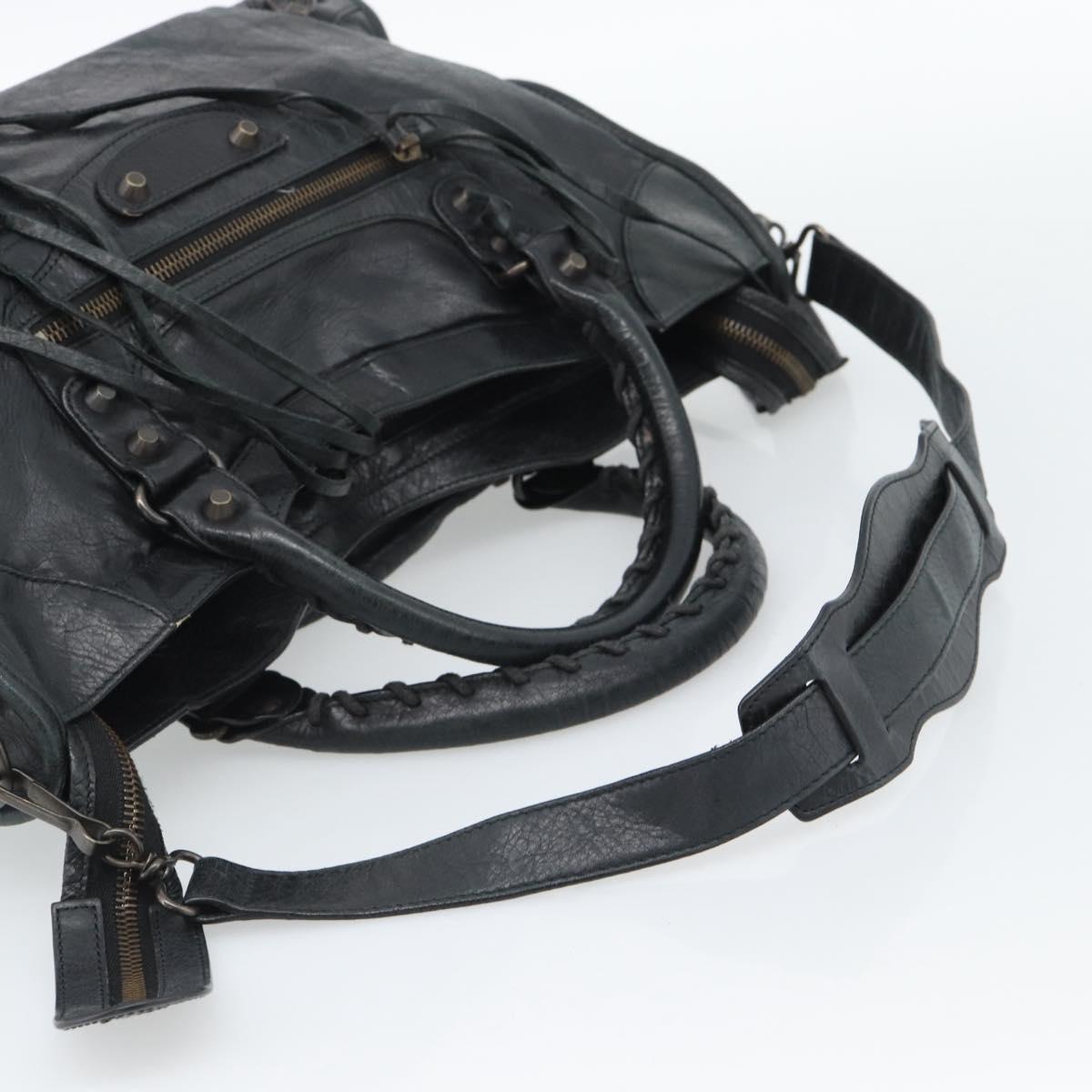 BALENCIAGA The City Hand Bag Leather Black 115748 Auth ar14069