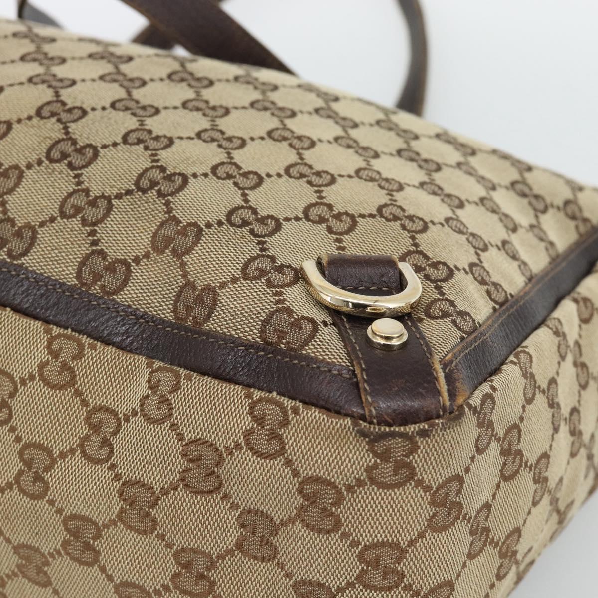 GUCCI GG Canvas Tote Bag Beige Gold 141472 Auth ar14071