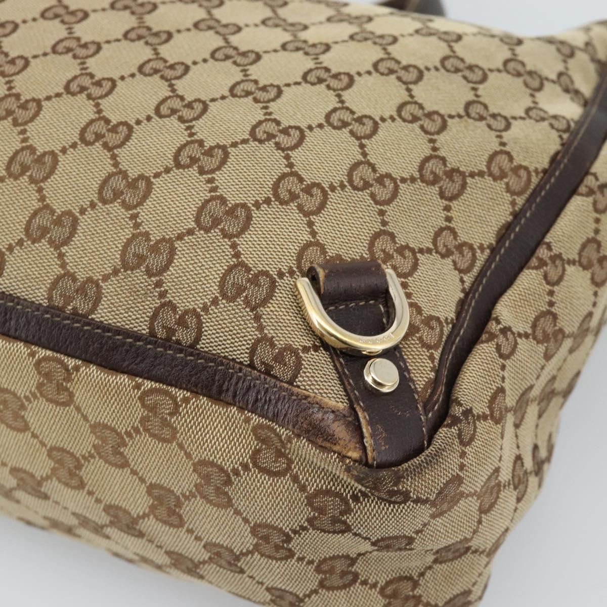 GUCCI GG Canvas Tote Bag Beige Gold 141472 Auth ar14071