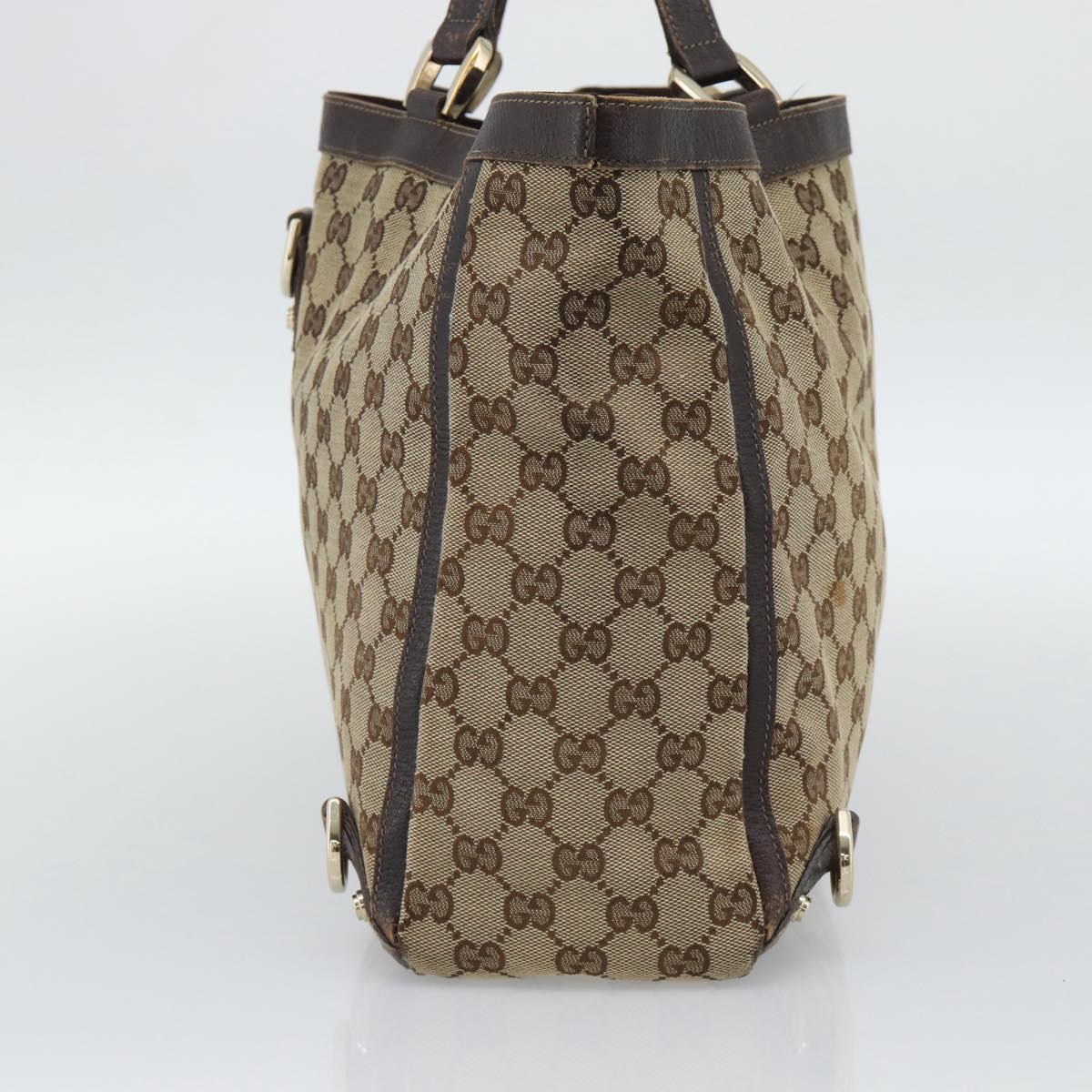 GUCCI GG Canvas Tote Bag Beige Gold 141472 Auth ar14071
