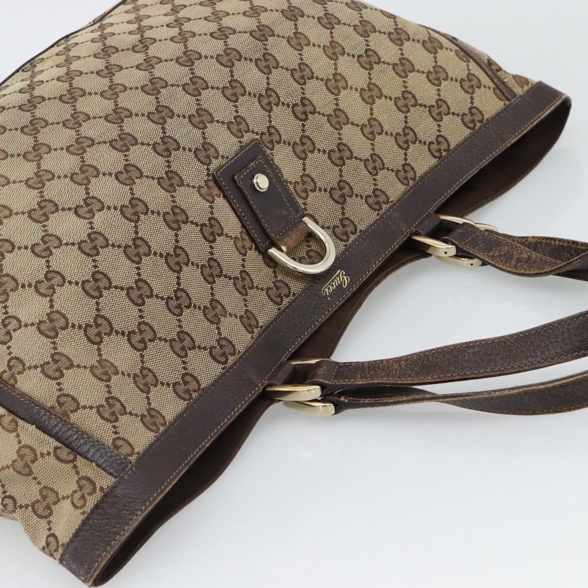 GUCCI GG Canvas Tote Bag Beige Gold 141472 Auth ar14071
