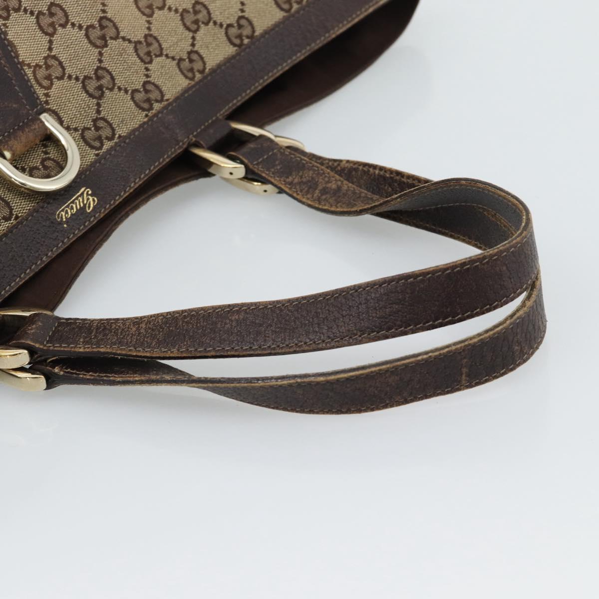 GUCCI GG Canvas Tote Bag Beige Gold 141472 Auth ar14071