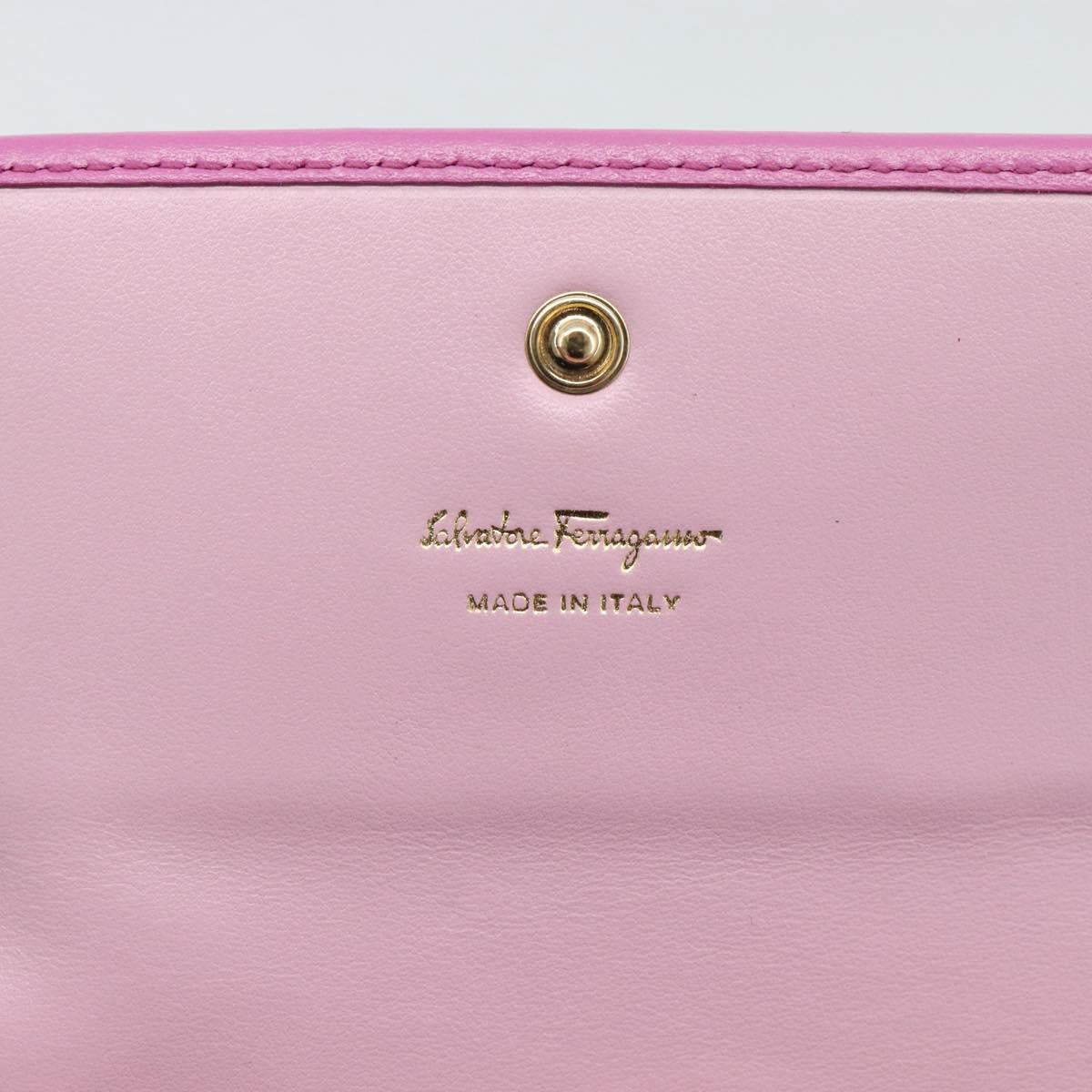 Salvatore Ferragamo Gancini Long Wallet Leather Pink Gold Auth ar14073V