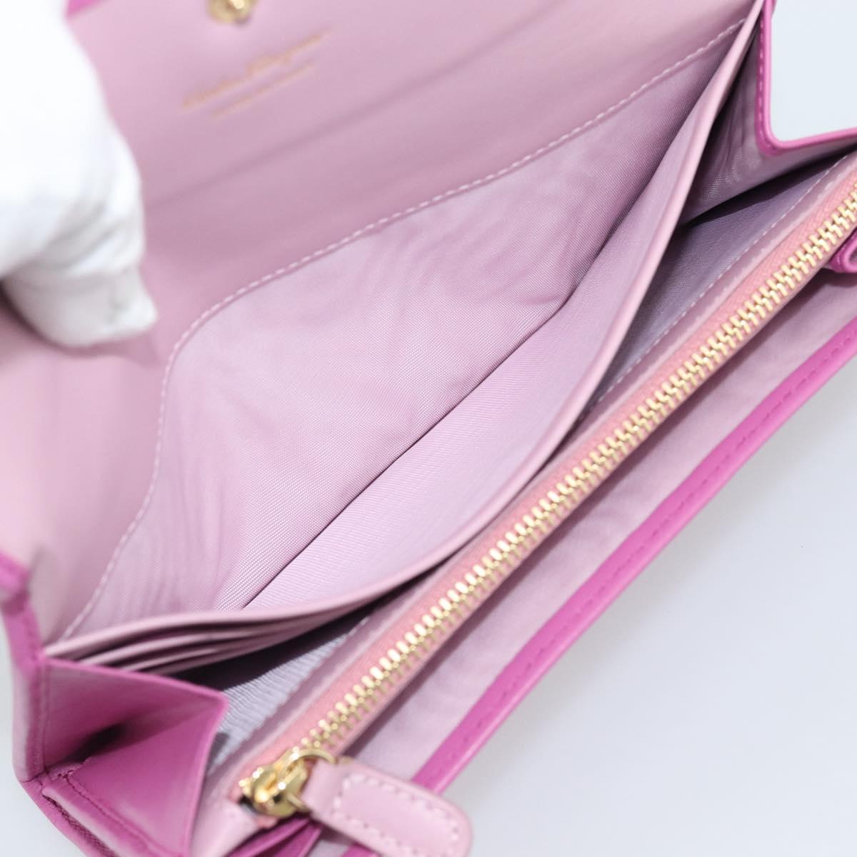 Salvatore Ferragamo Gancini Long Wallet Leather Pink Gold Auth ar14073V