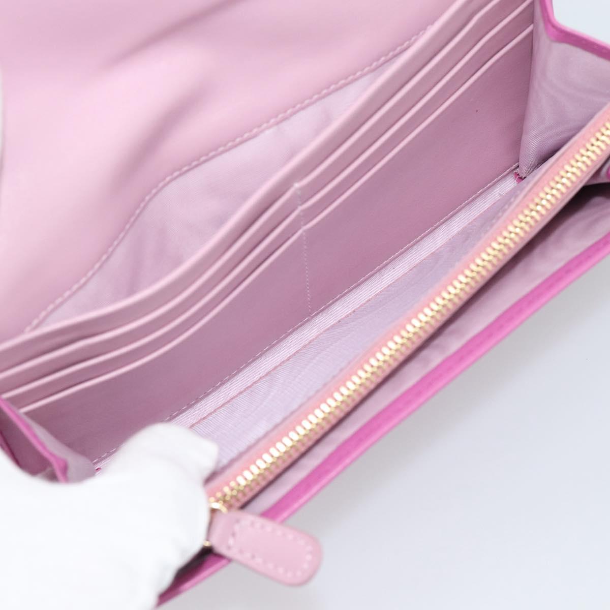 Salvatore Ferragamo Gancini Long Wallet Leather Pink Gold Auth ar14073V