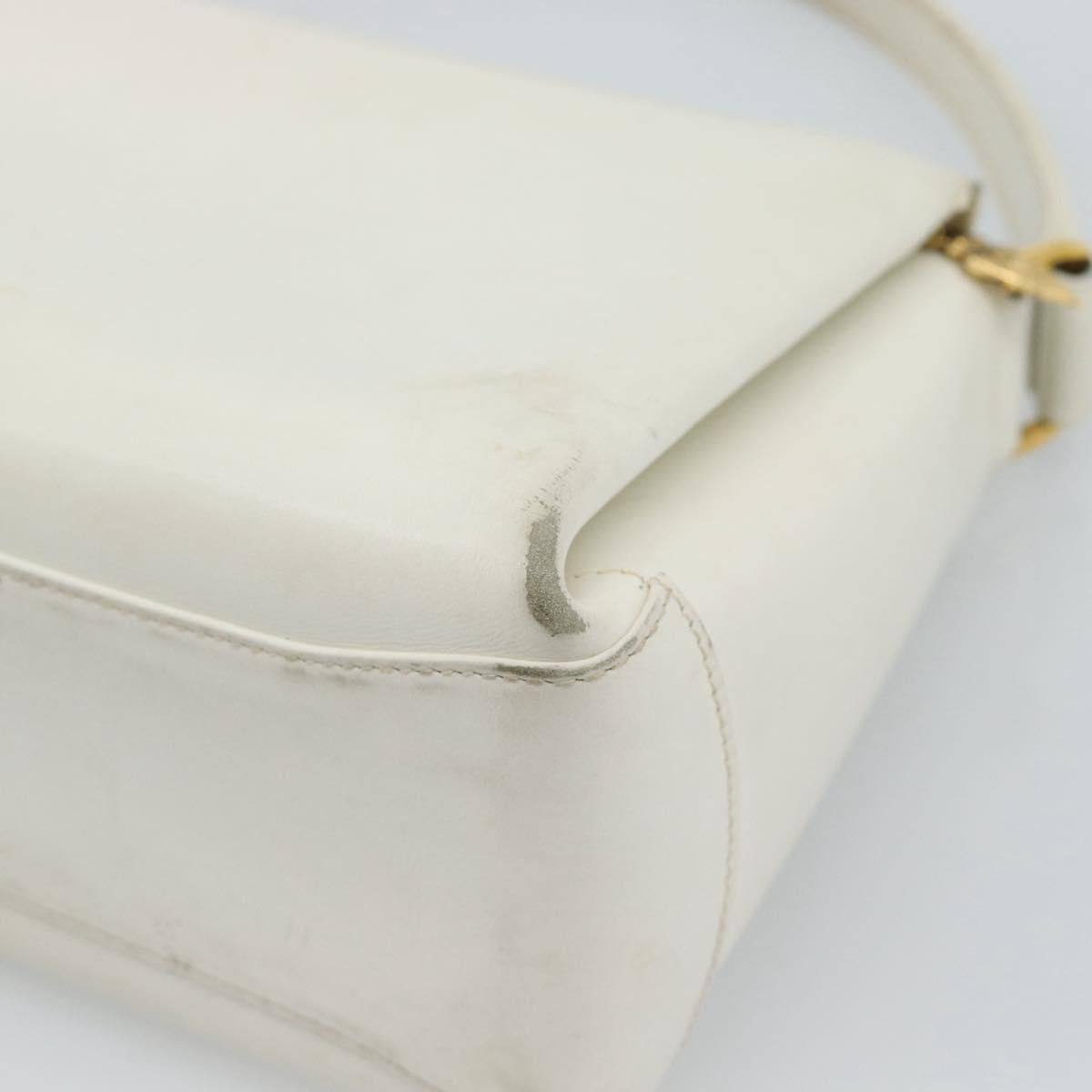 GUCCI Hand Bag Leather White Gold 000 406 0025 Auth ar14074