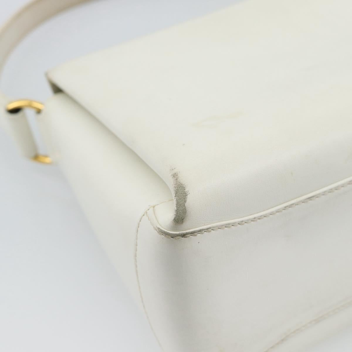 GUCCI Hand Bag Leather White Gold 000 406 0025 Auth ar14074